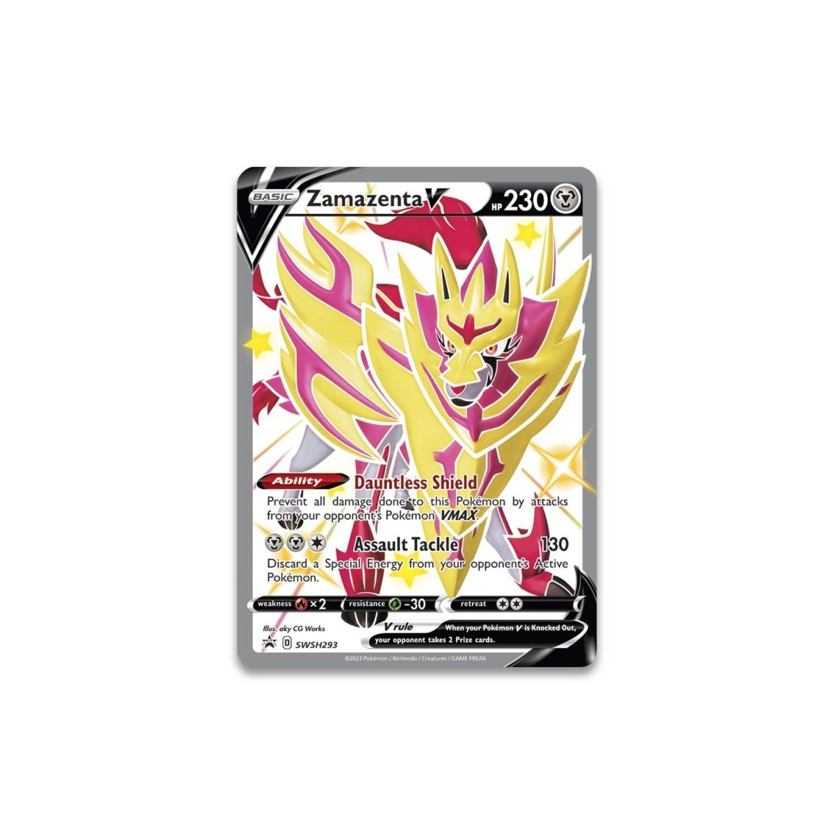 Zamazenta V Plastic Silver UV Printed Pokemon Card -  Singapore