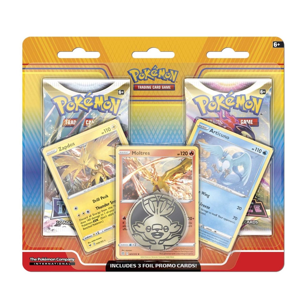 grå hule Børnehave Pokémon TCG: Articuno, Zapdos & Moltres Cards with 2 Booster Packs & Coin |  Pokémon Center Official Site