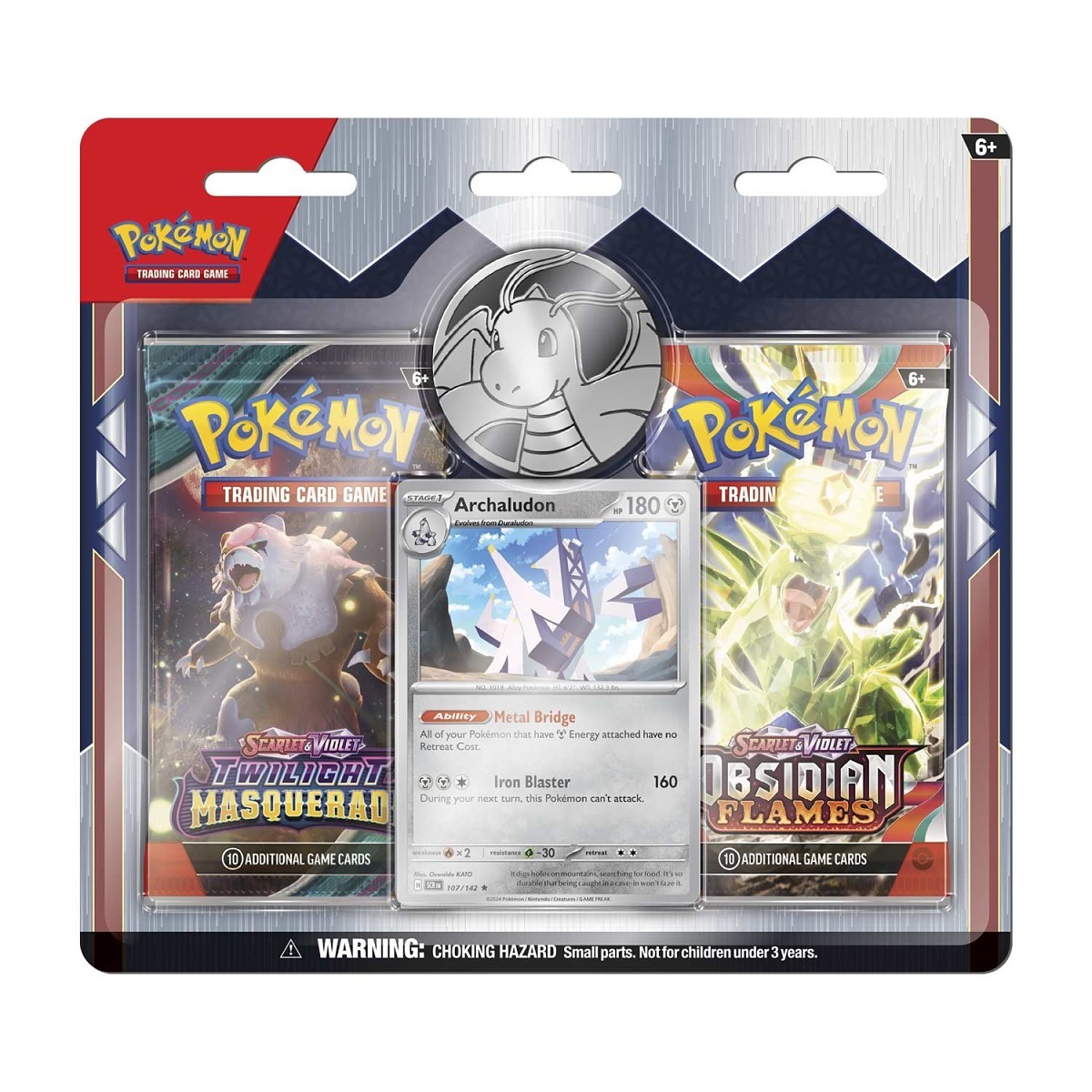 Pokémon TCG: Archaludon Card with 2 Booster Packs & Coin
