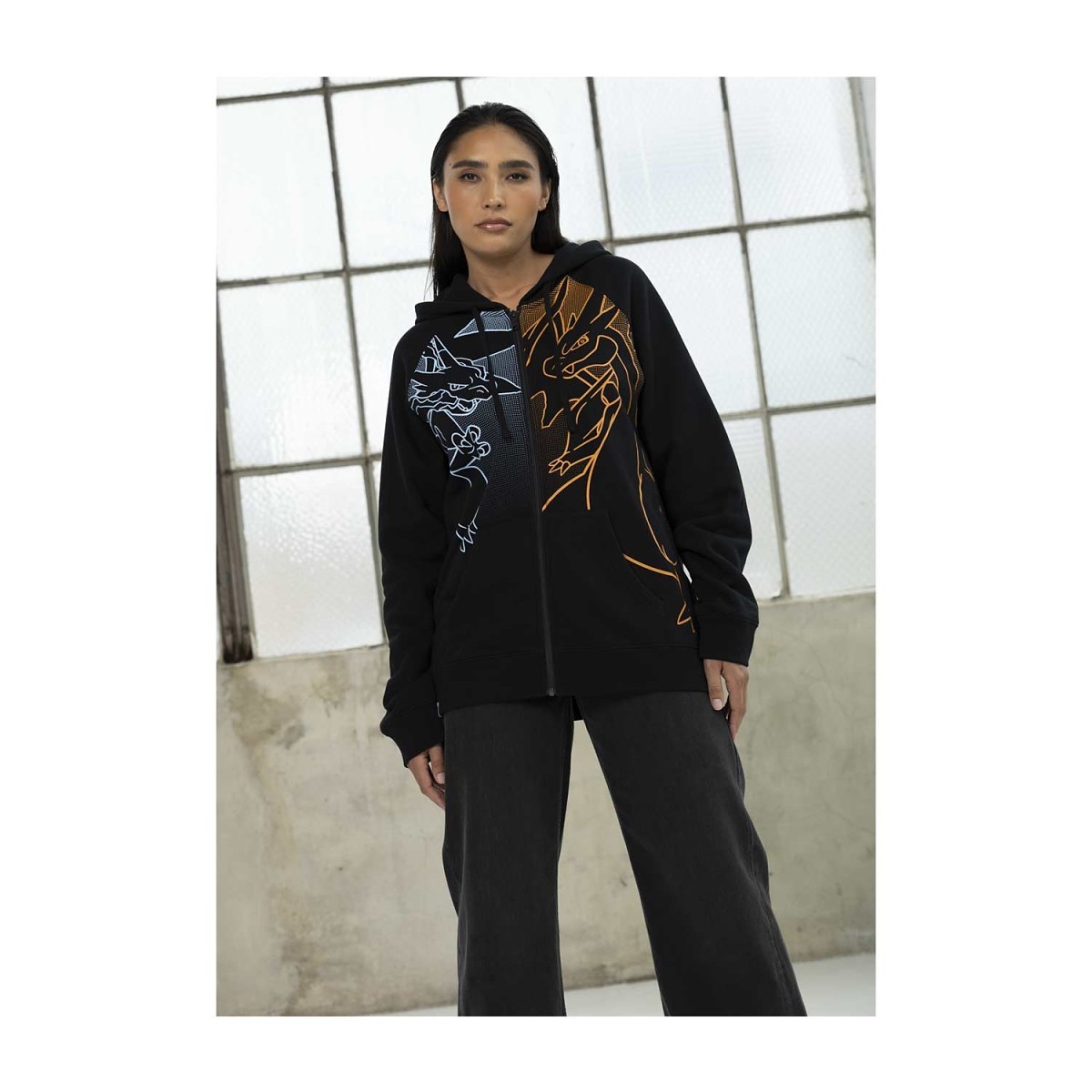 Mega Charizard X & Mega Charizard Y Black Zip-Up Hoodie - Adult