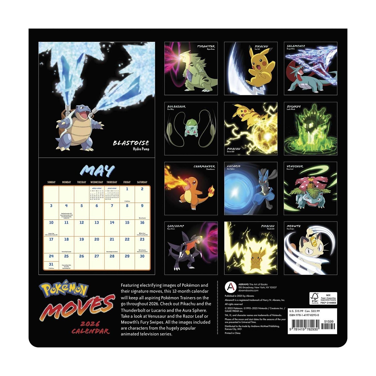Pokémon Moves 2026 Wall Calendar Pokémon Center Official Site