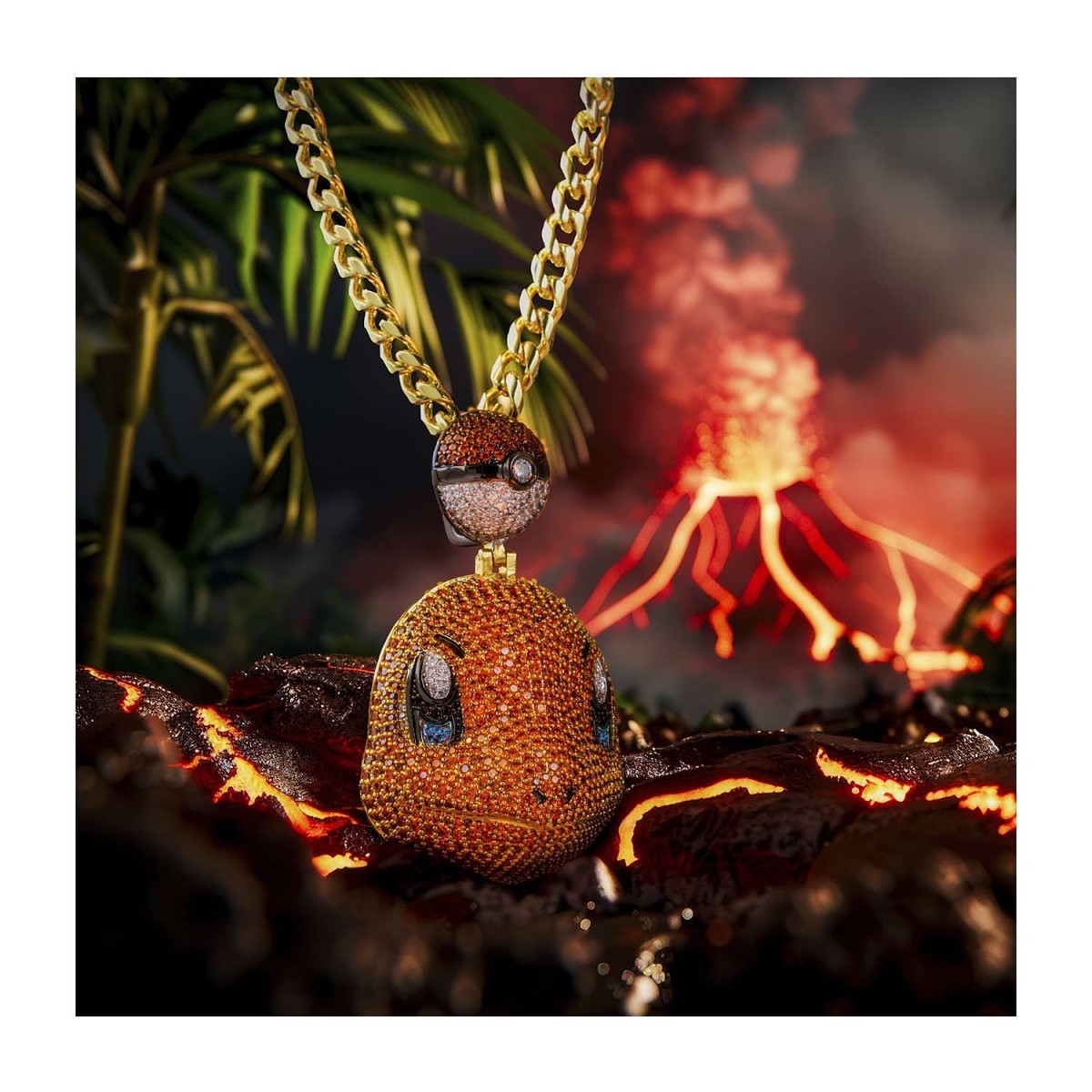 【King Ice】x POKEMON コラボ CHARMANDER ネックレス Charmander Necklace | Pokémon Jewelry | King Ice