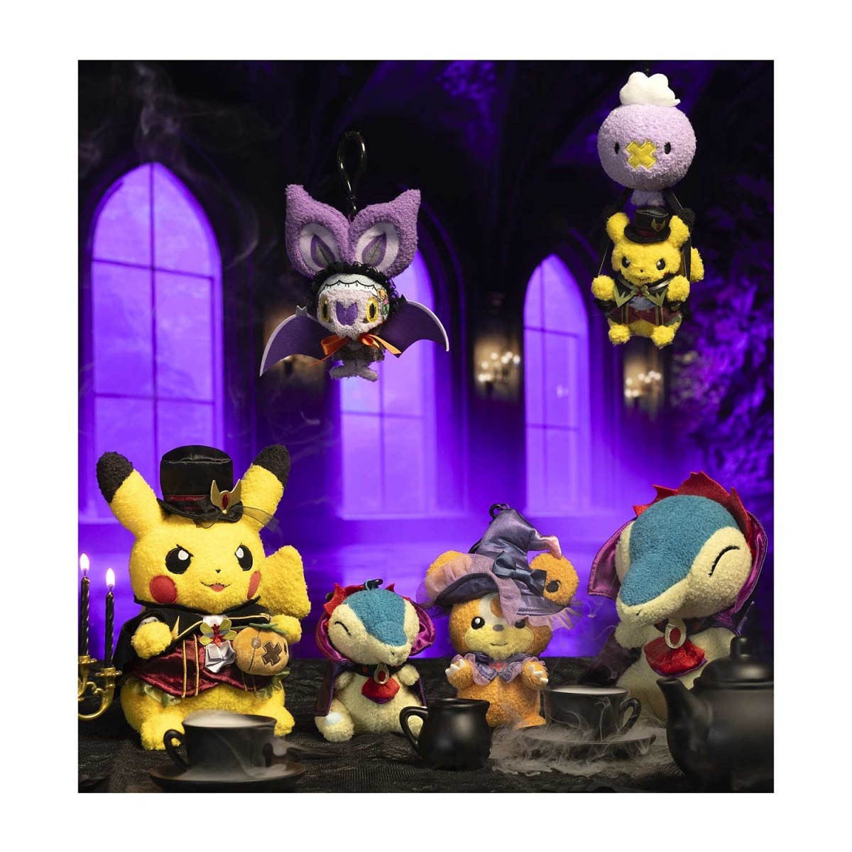 【12点セット】ぬいぐるみHalloween Ghost Chateau Pikachu & Drifloon Halloween Ghost Chateau Poké Plush Key