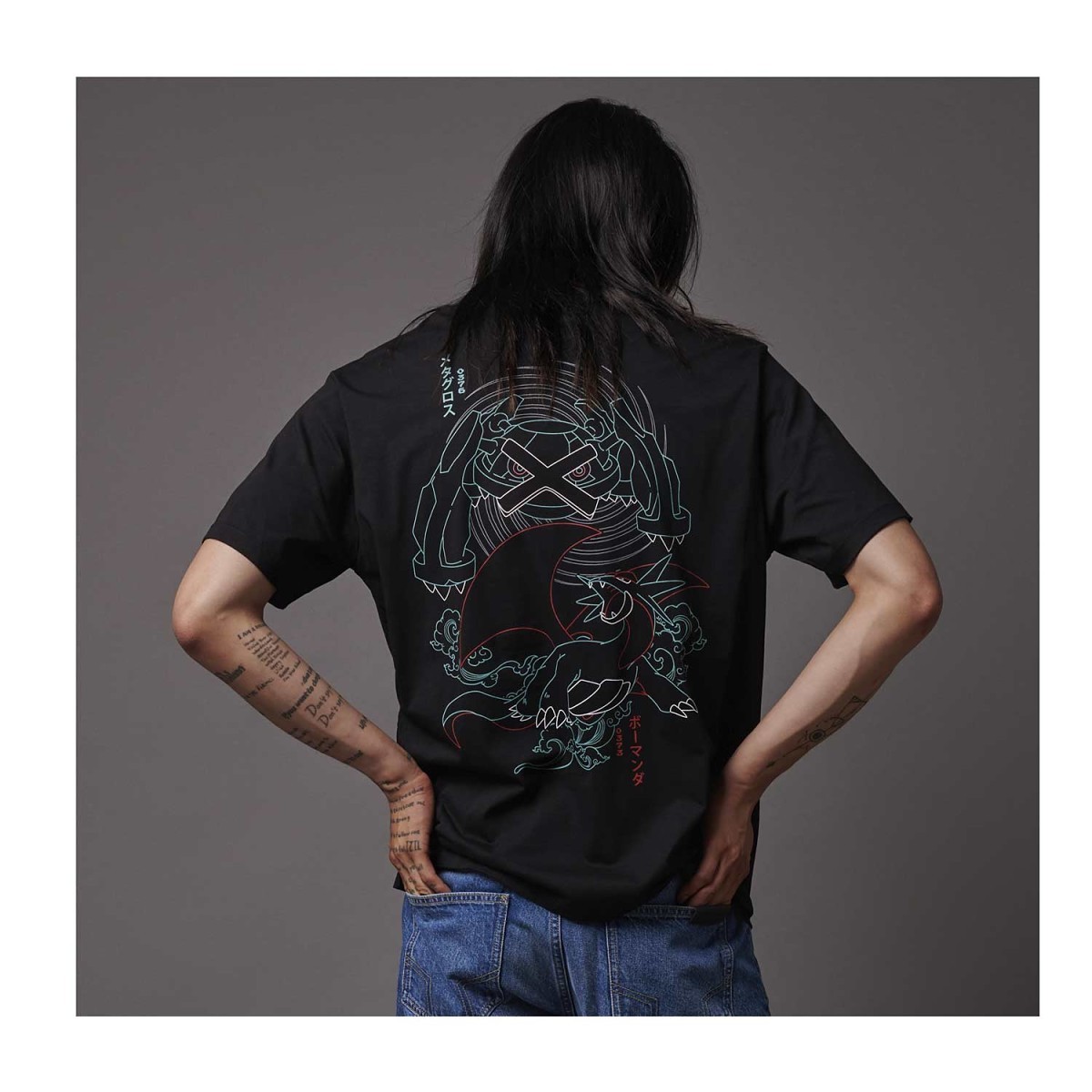 Pokémon × Dolly Noire: Salamence & Metagross Black T-Shirt - Adult