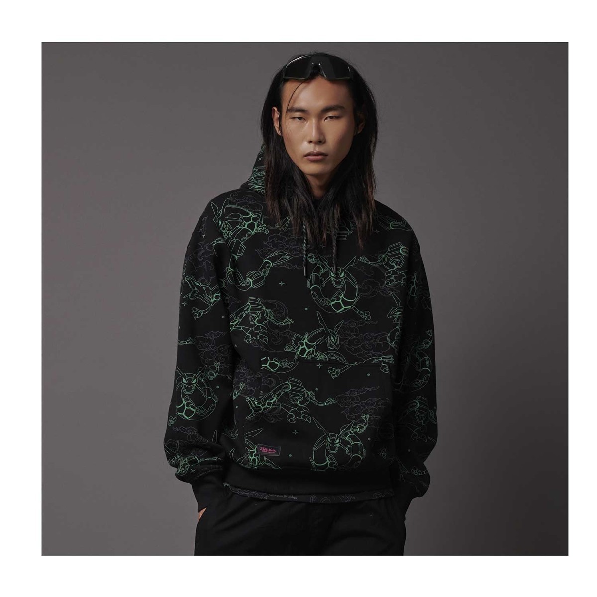 ROYPEKO Pokémon × Dolly Noire: Rayquaza Pattern Black Hoodie - Adult