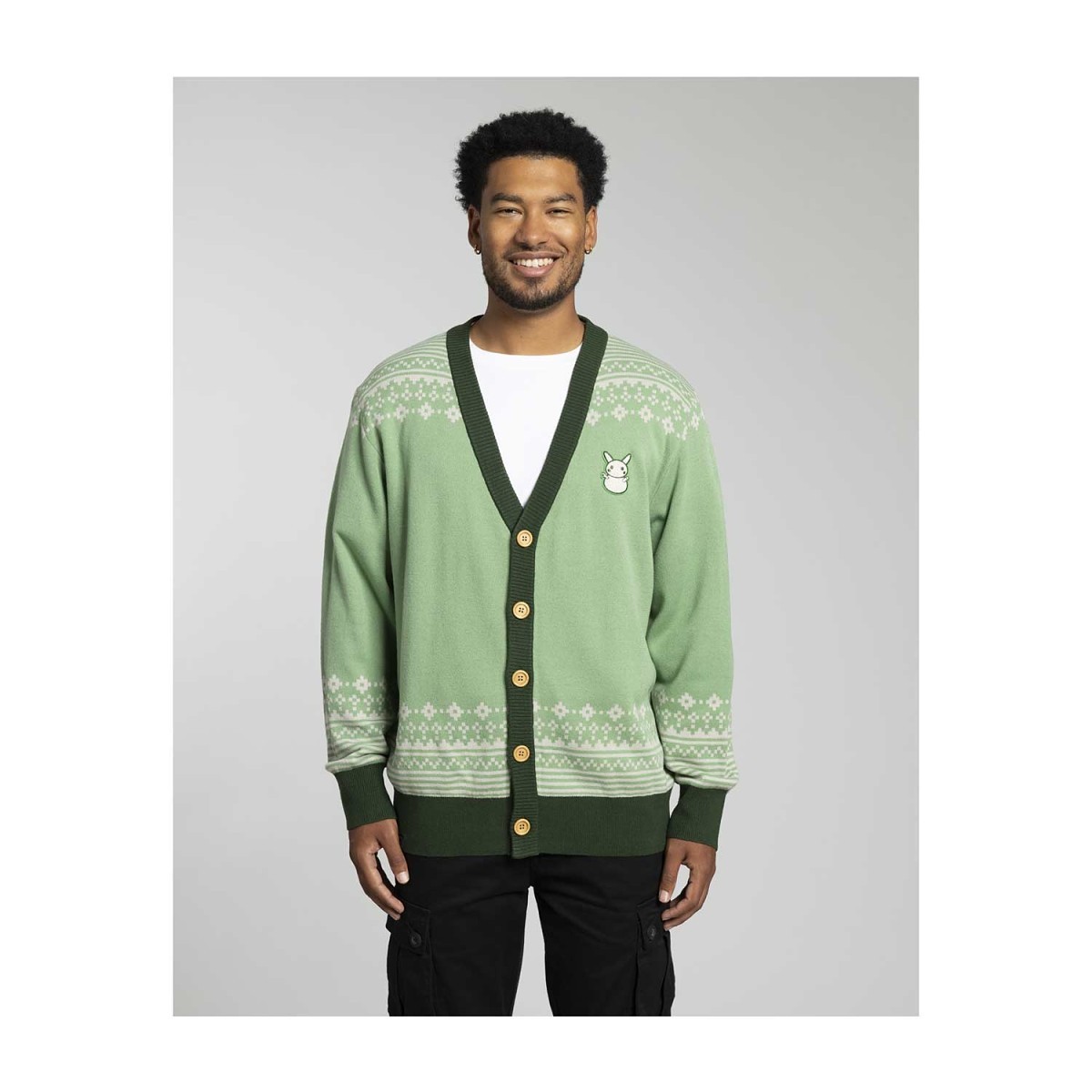 Pikachu Pokémon Holiday Green Cardigan - Adult | Pokémon Center Pikachu Pokémon Holiday Green Cardigan - Adult | Pokémon Center