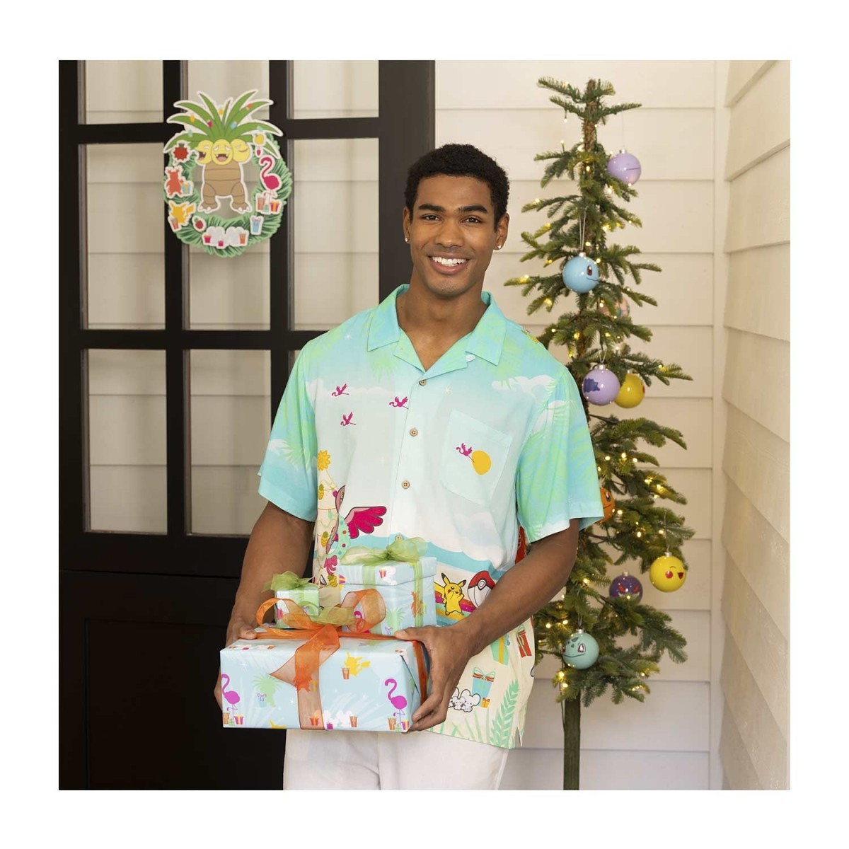 Pokémon Holiday Blue Relaxed Button-Up Shirt - Adult | Pokémon