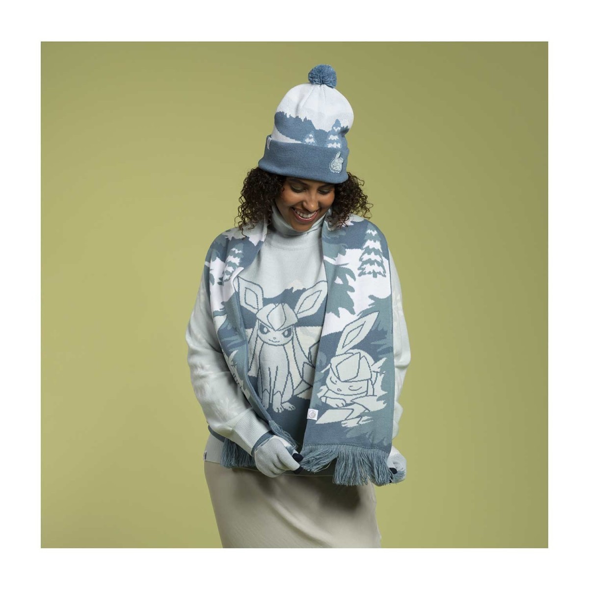 Glaceon Pokémon Holiday Blue Knit Scarf (One Size-Adult) | Pokémon