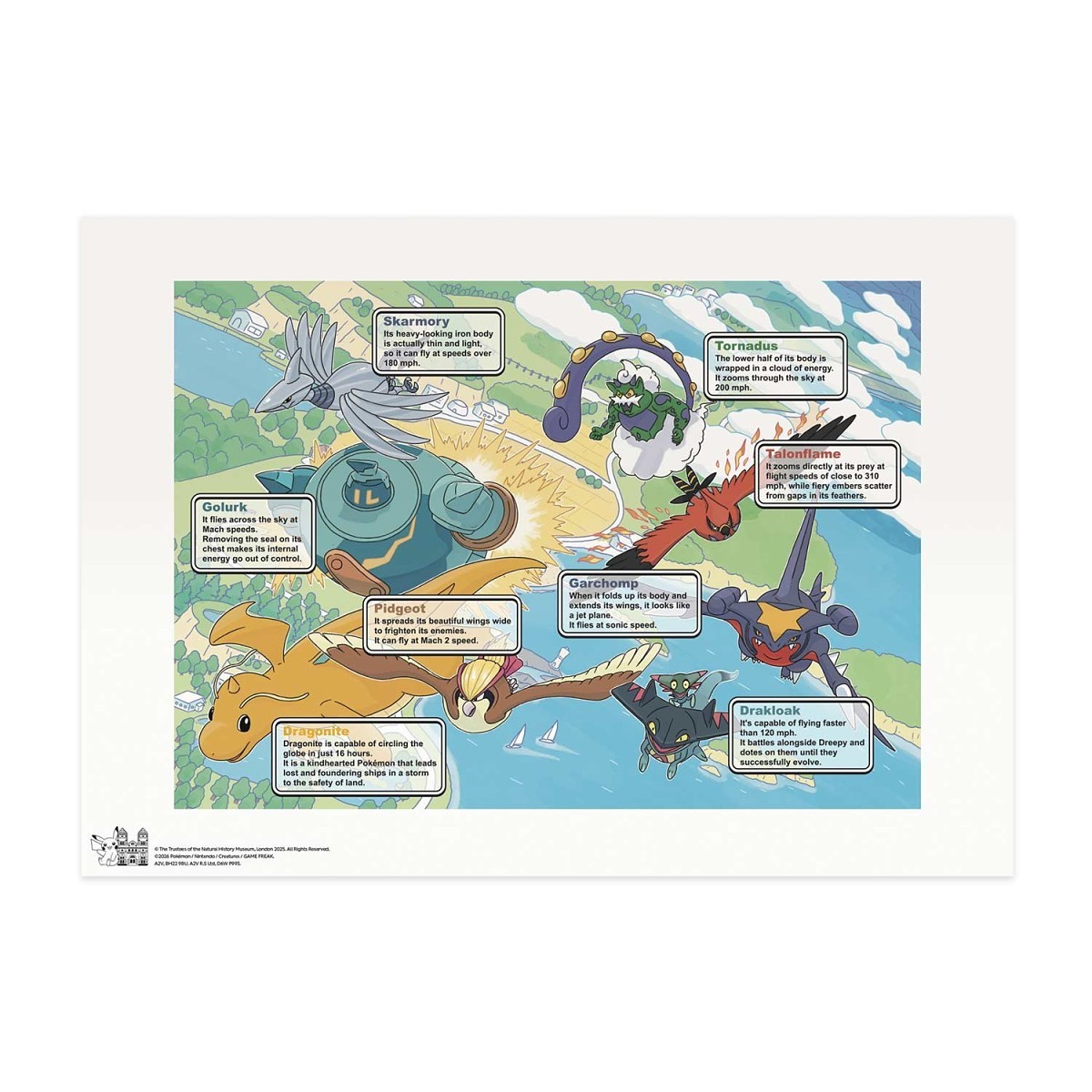 Pokémon × Natural History Museum: Pokémon in Flight Print