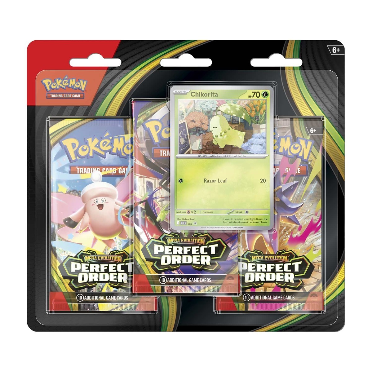 Pokmon TCG: Mega Evolution-Perfect Order 3 Booster Packs & Chikorita Promo  Card | Pokmon Center Official Site