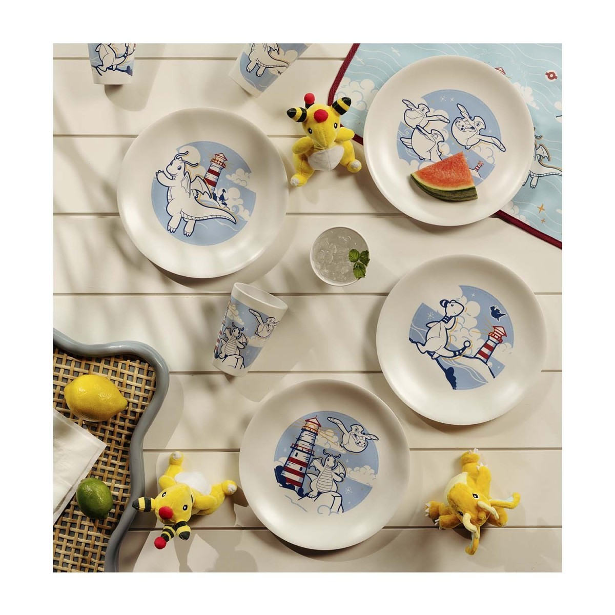 Pikachu, Dragoran, Ampharos & Pelipper Pokémon-Sommer Teller (4er-Pack)