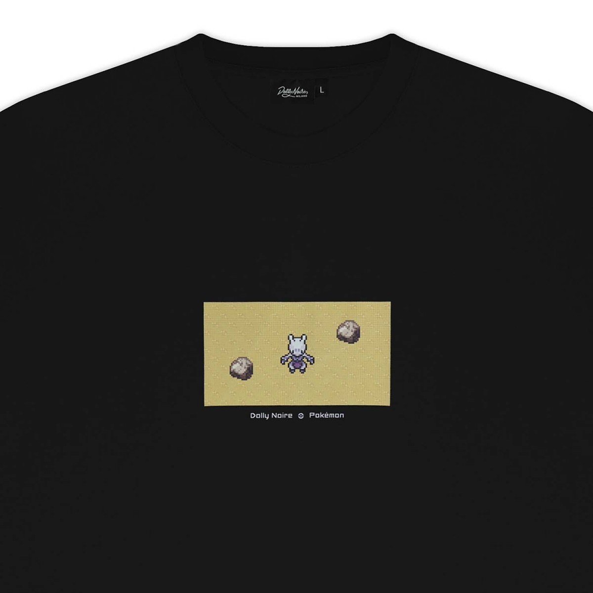 Pokémon × Dolly Noire: Pixel Mewtwo Black T-Shirt - Adult