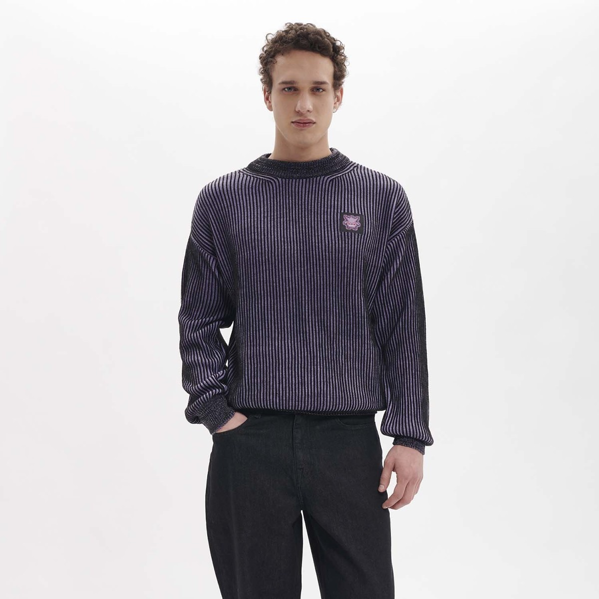 Pokémon × Dolly Noire: Striped Pixel Gengar Sweater - Adult