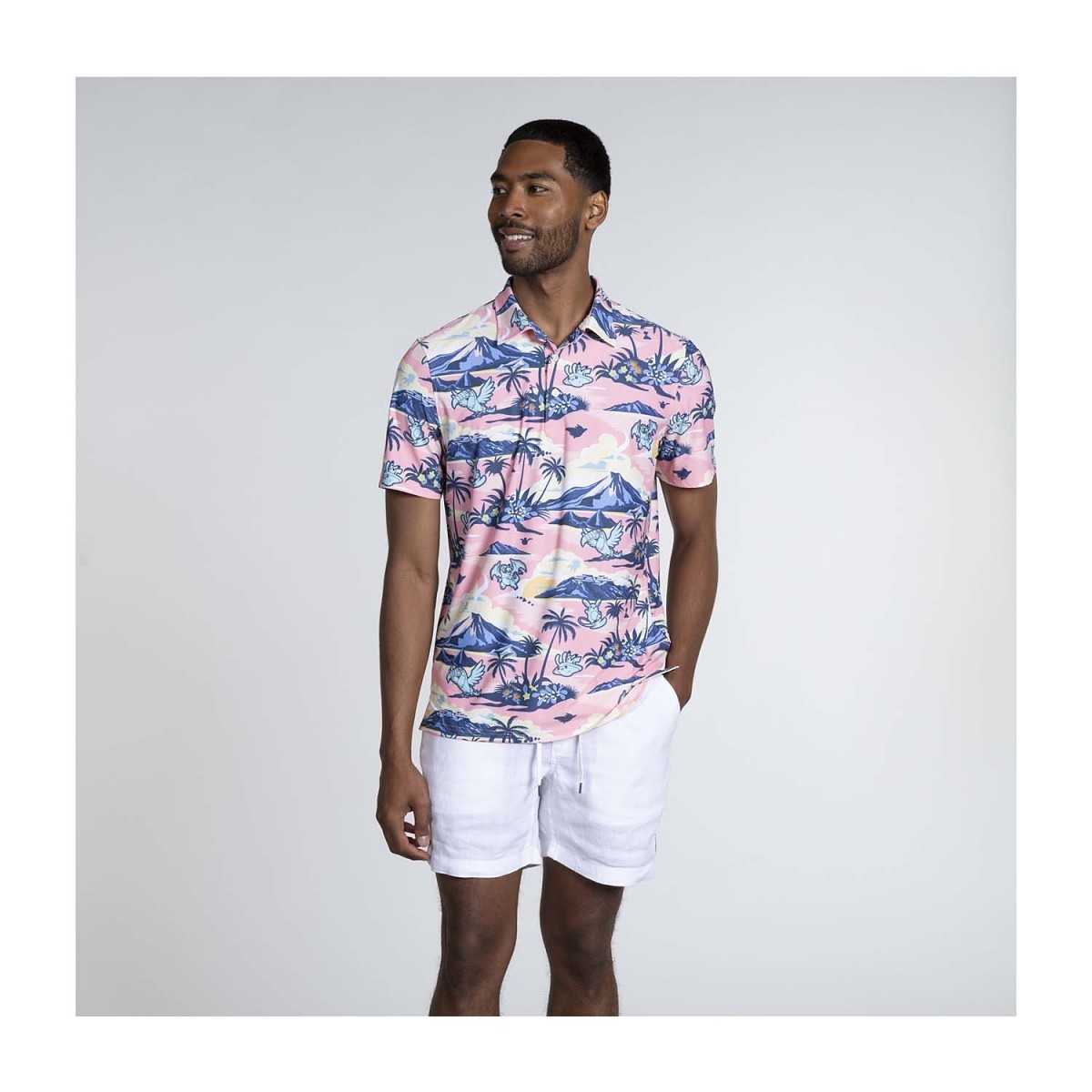 Leilian★キャラオクルス×reyn spooner ハワイアン柄ワンピース Explore Pokémon Performance Polo by Reyn Spooner - Men | Pokémon