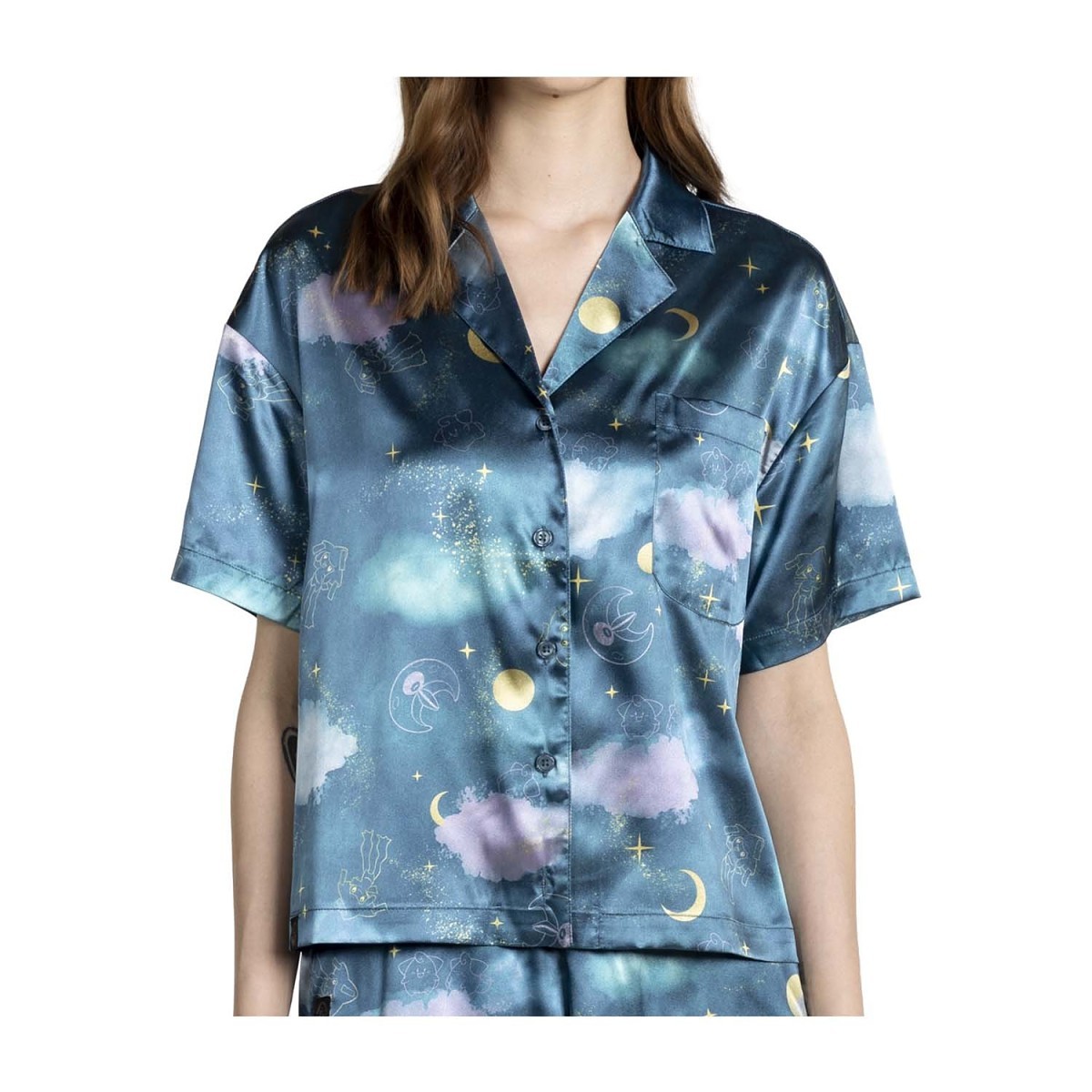 Jirachi Sleep Teal Button-Up Sleep Shirt - Women | Pokémon Center