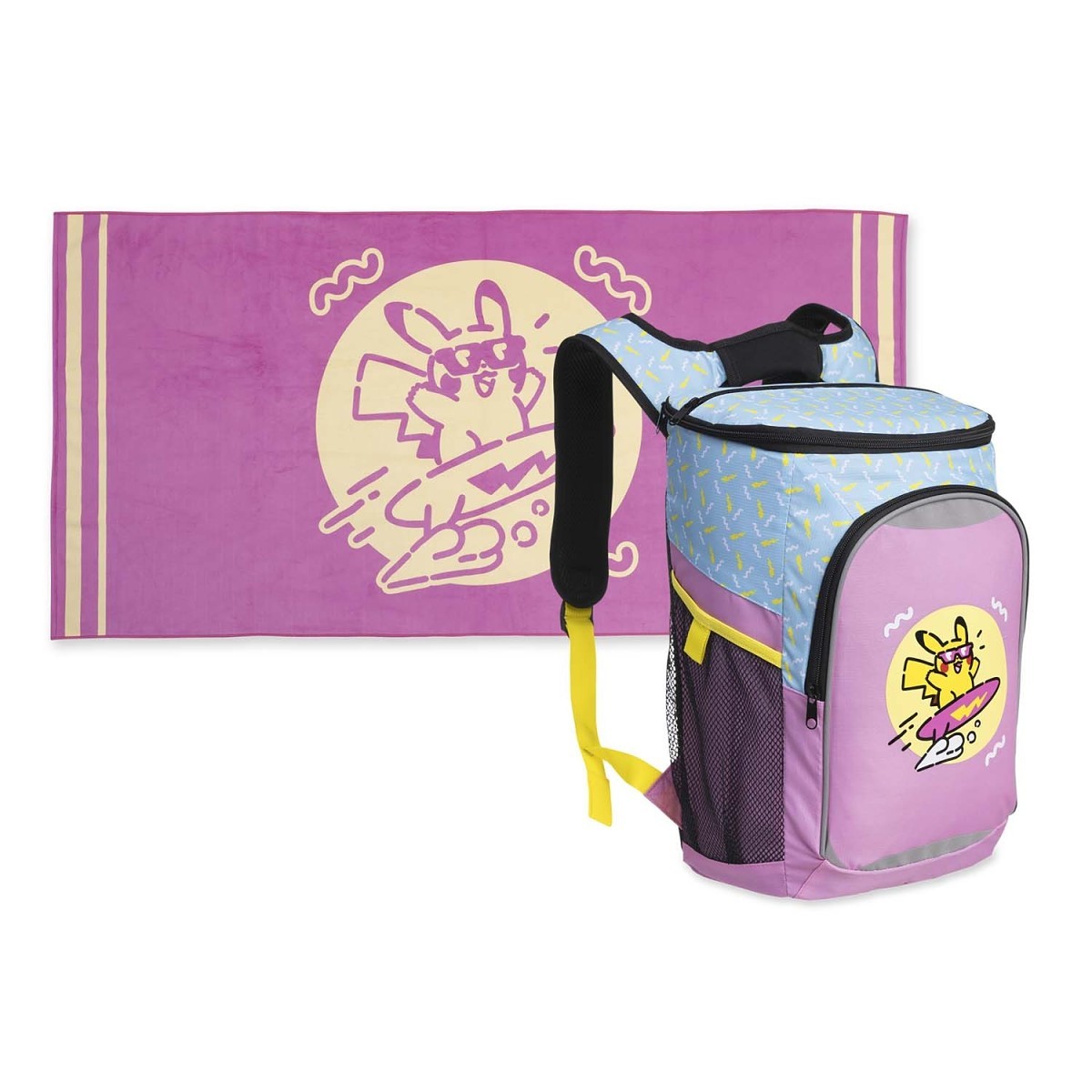 Pikachu Pokémon Lazy Summer Backpack Cooler & Beach Towel Bundle