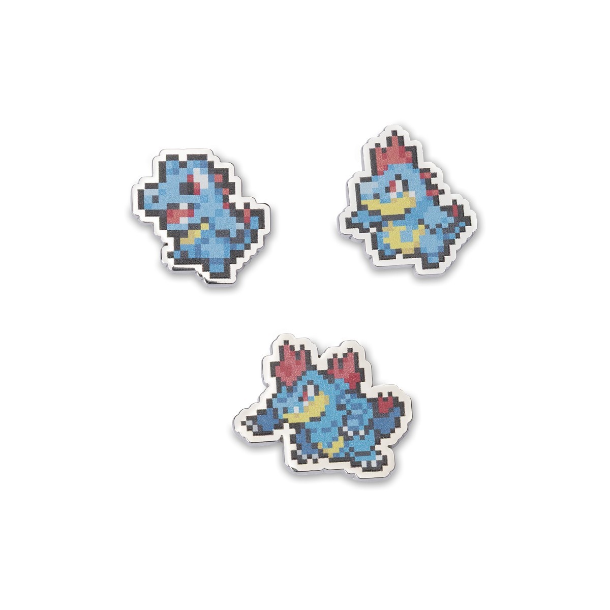 Totodile, Croconaw & Feraligatr Pokémon Pixel Pins (3-Pack