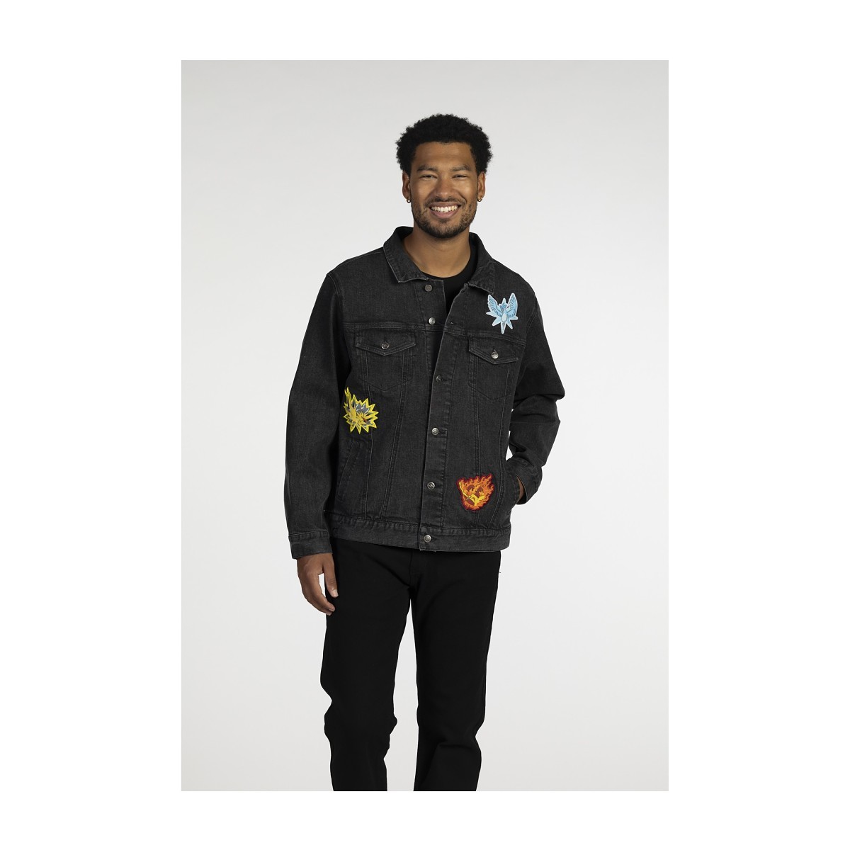 Articuno, Zapdos & Moltres Black Denim Jacket - Adult | Pokémon