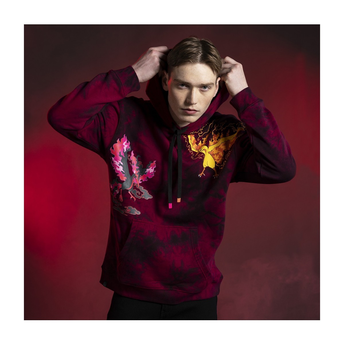 Moltres & Galarian Moltres Red Pullover Hoodie - Adult | Pokémon