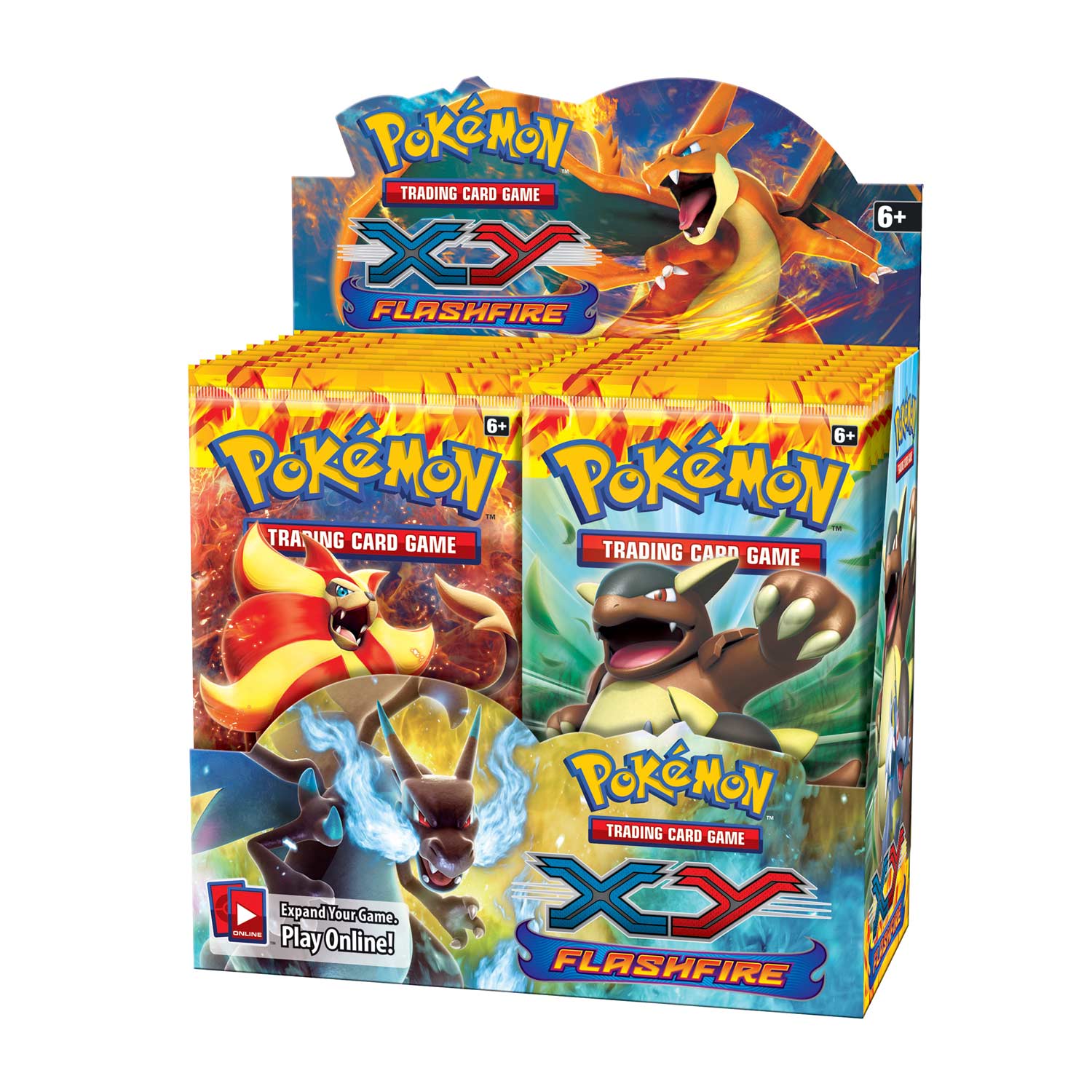 Pokémon XY Flashfire Booster Box Lot 4 Sleeved cardboard Packs 1 of each art 