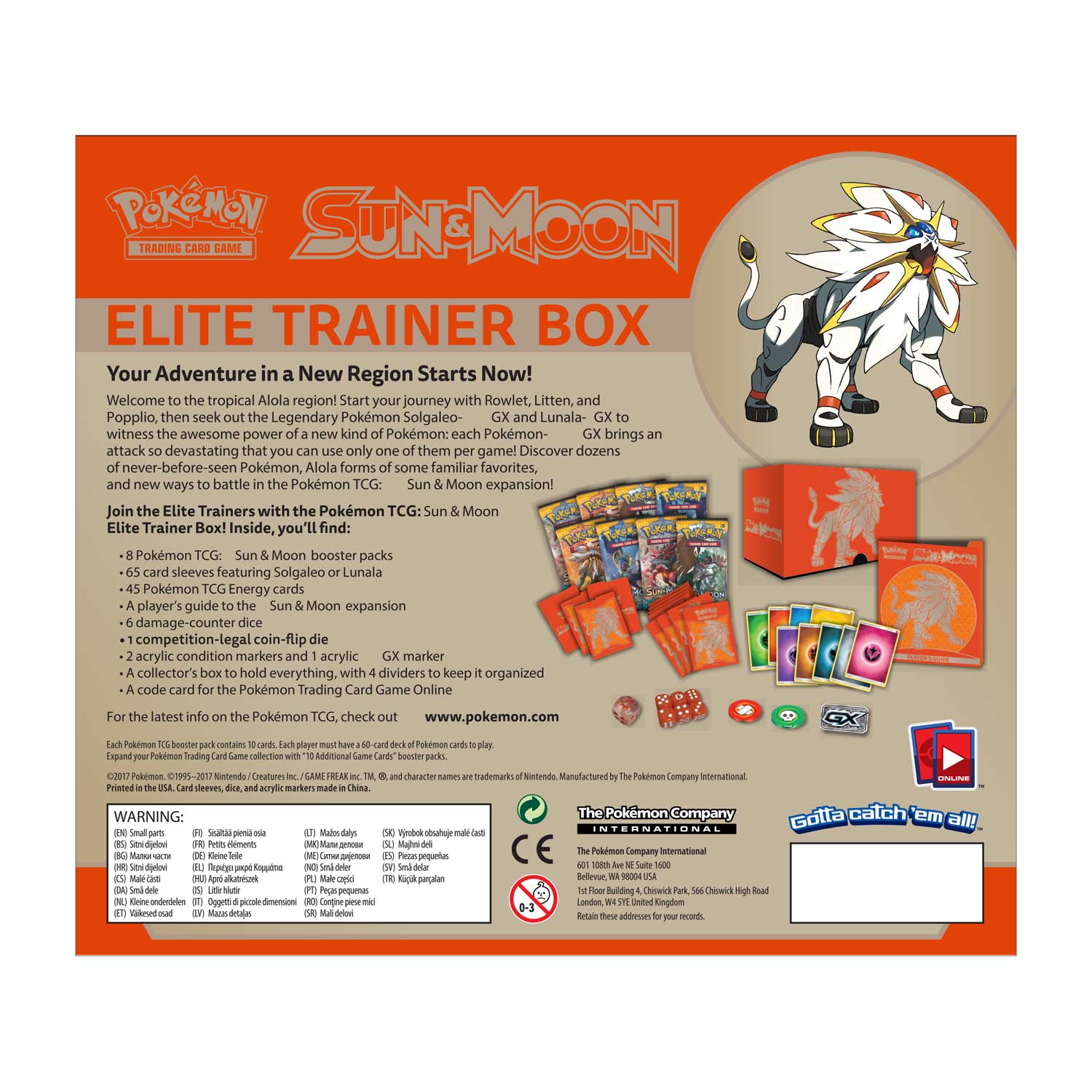 Pokemon Tcg Sun Moon Elite Trainer Box Solgaleo Pokemon Center Official Site