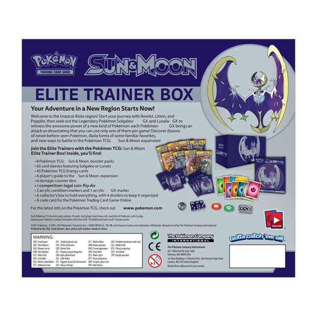 Tournament Legal Sun Moon Lunala Official Card Sleeves Elite Trainer Box Exclusive Pack of 65 Count 
