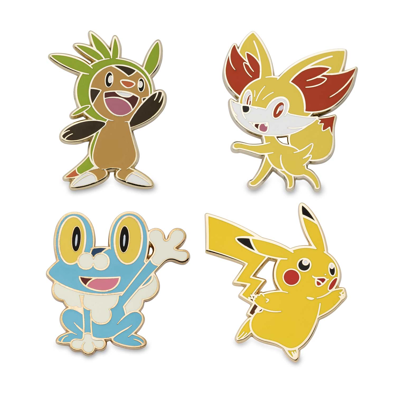 Pikachu, Chespin, Fennekin & Froakie Pokémon Pins (4-Pack ...