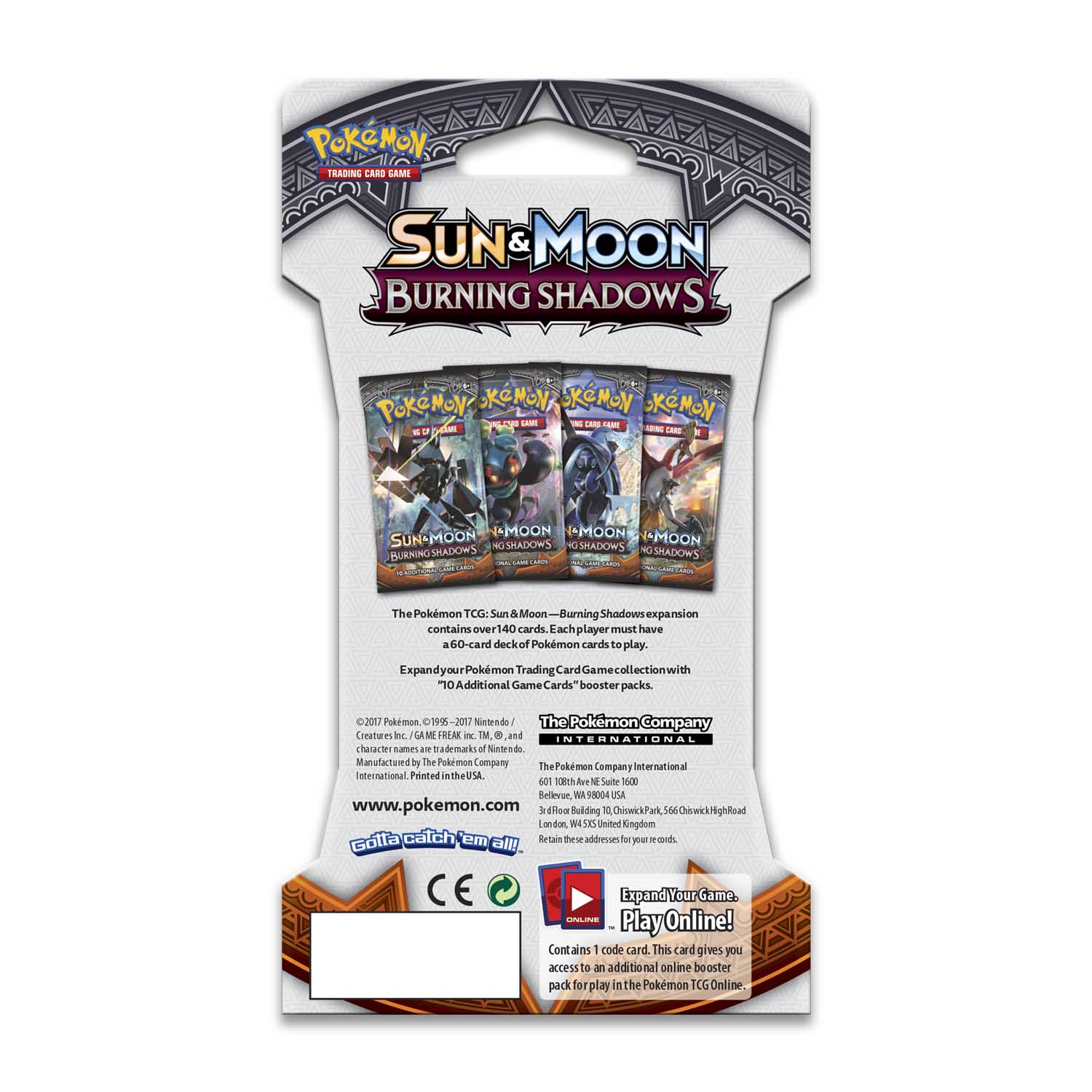 Pokemon Sun and Moon  Burning Shadows 10 Sleeved Booster Packs  NEW 0121 