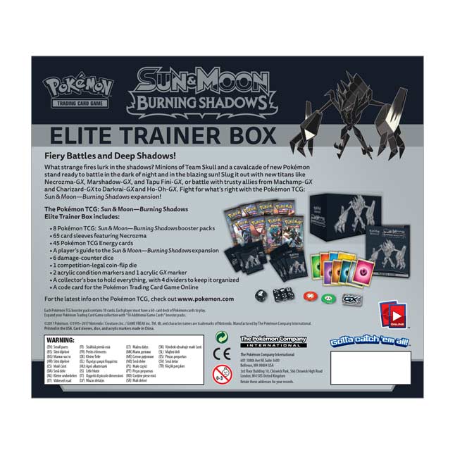 Pokemon Sun and Moon Burning Shadows Elite Trainer Box Sealed 