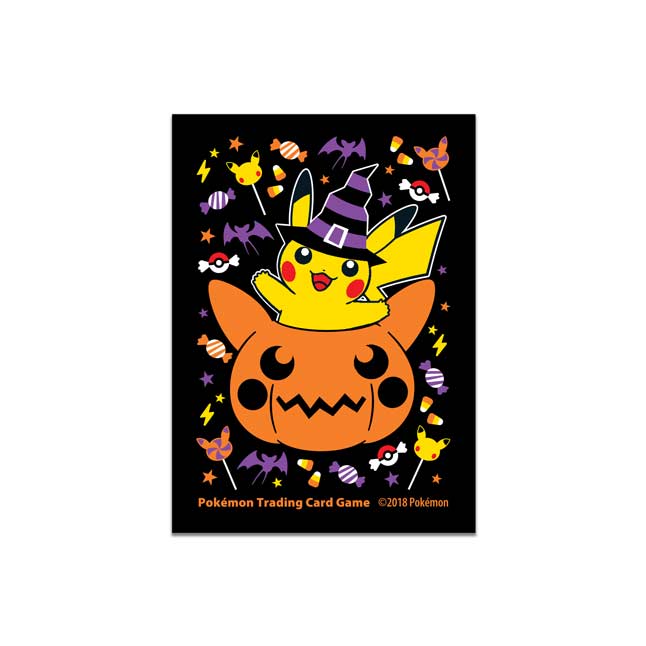 65 Pieces Pumpkin Pikachu Halloween Pokemon Card Sleeve Deck Shield  RARE 2018 