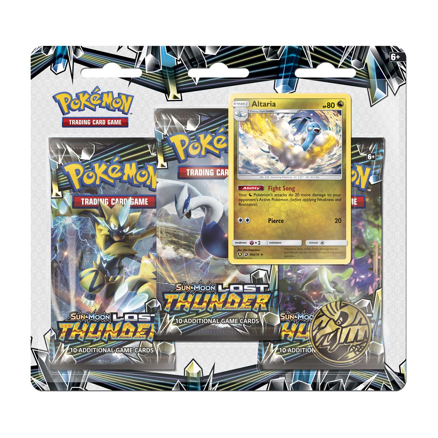 Pokemon TCG Sun & Moon Lost Thunder 3 Blistered Booster Pack Containing 10 Cardsper Pack with Over 210 New Cards to Collect 