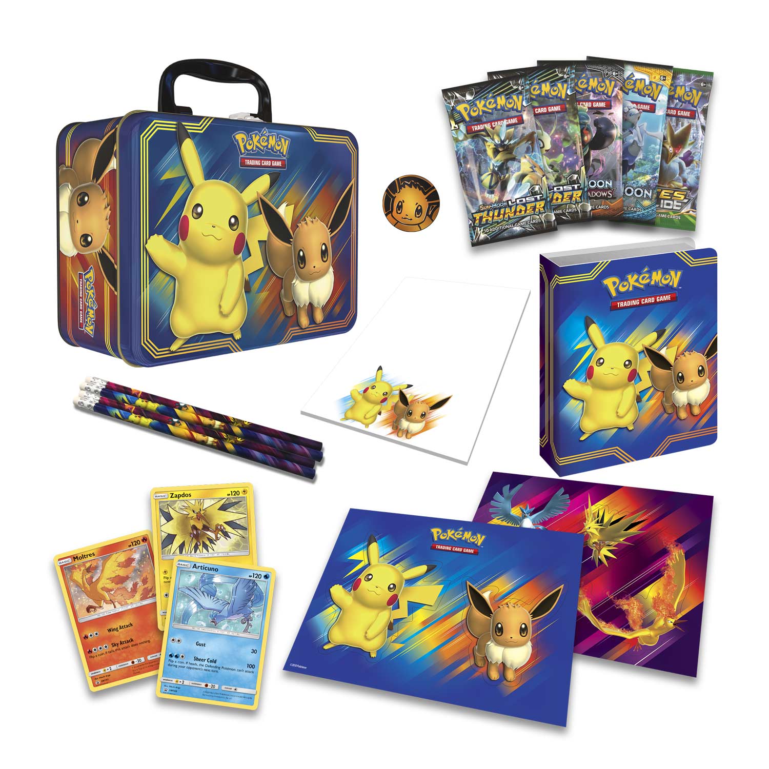 Fall 2018 Collector's Chest Tin Featuring Pikachu & Eevee Sealed Pokemon TCG 
