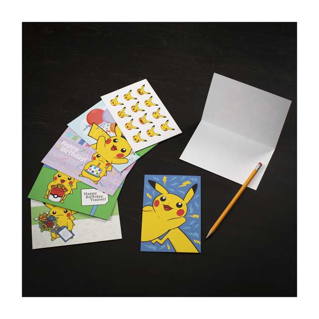 landscape orientation Pikachu pokémon birthday card with envelope blank inside 