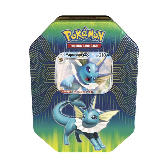 Pokémon TCG: Elemental Power Tin Featuring Vaporeon-GX | Pokémon Center