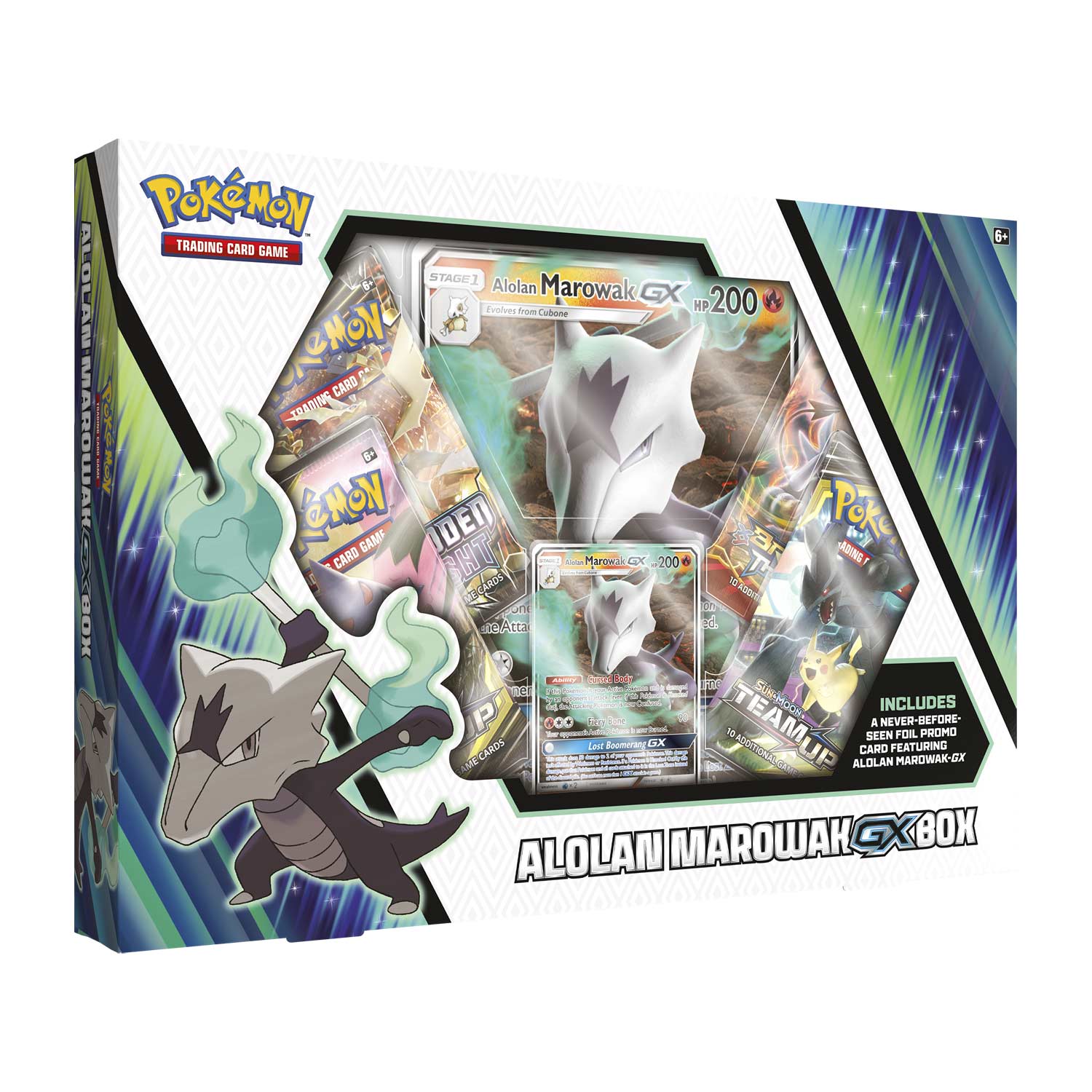 Pokemon TCG: Alolan Marowak-Gx Box A Foil Oversize Card A Foil Promo Card 4 Booster Pack