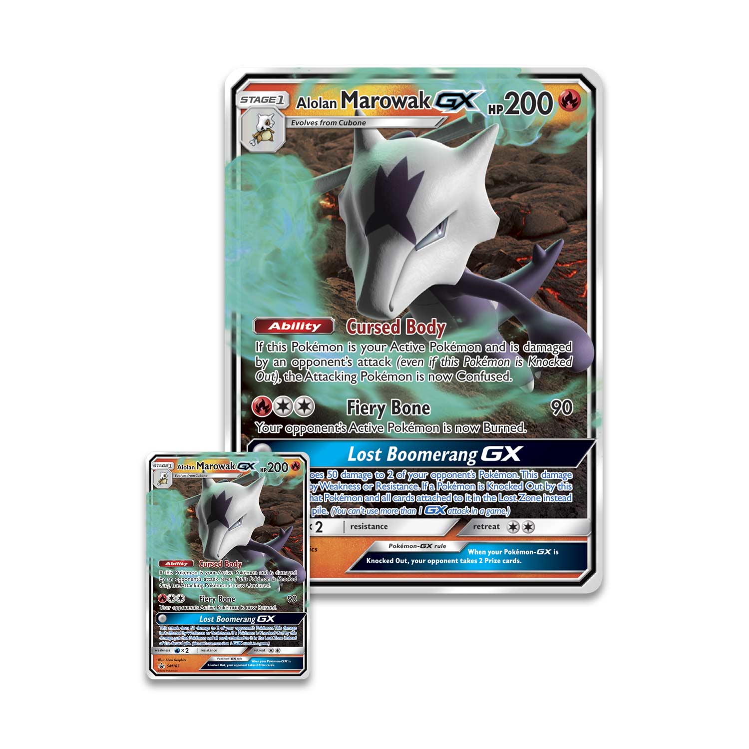 Pokemon TCG: Alolan Marowak-Gx Box A Foil Oversize Card A Foil Promo Card 4 Booster Pack