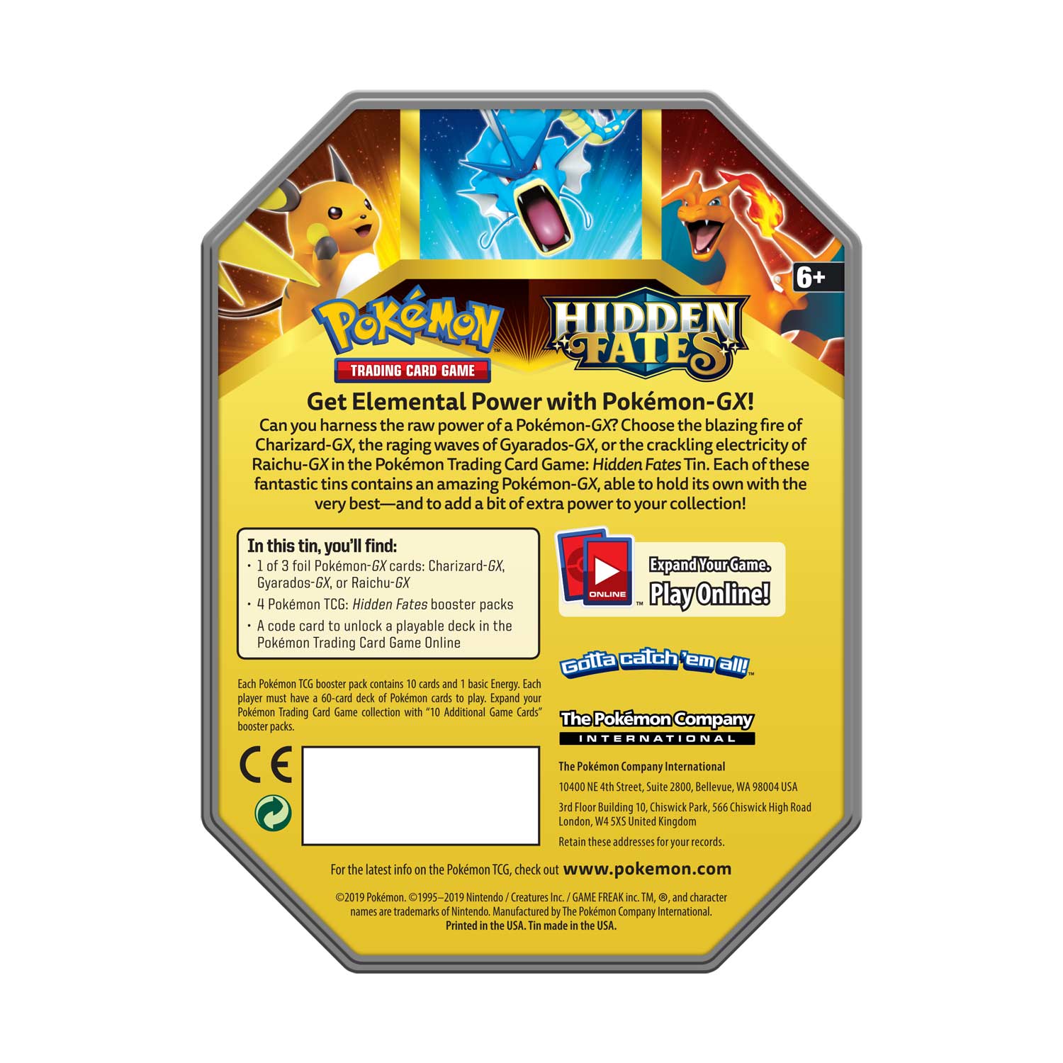 Hidden Fates Tin Raichu EX Unused Pokemon Online Booster Codes Sent Fast