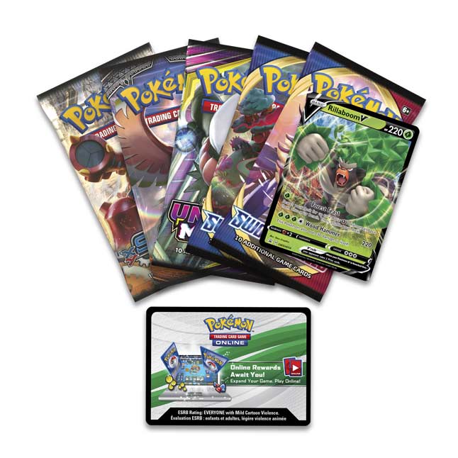 Galar Partner Tin Rillaboom V Booster pack for sale online Pokémon TCG 