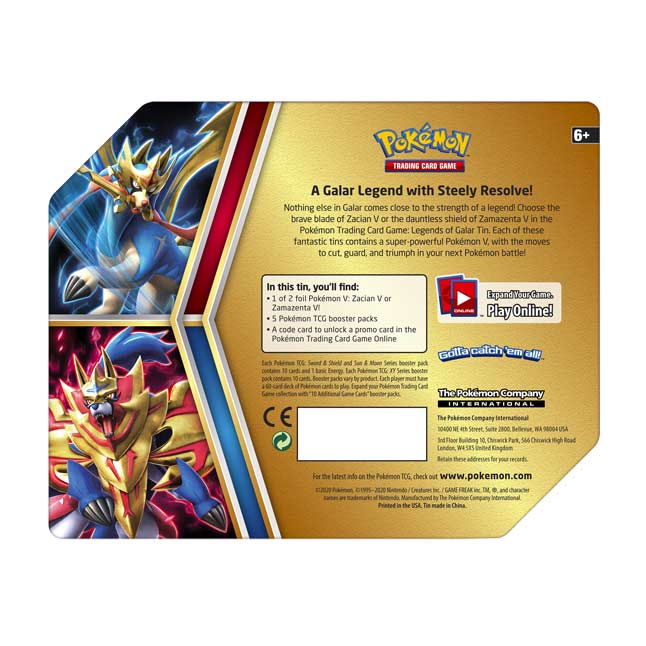 Brand New! Pokemon TCG Sword & Shield Zacian V Factory Sealed Metal Tin