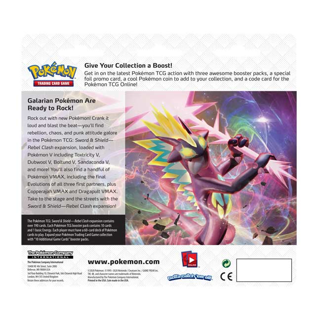 Pokemon Sword and Shield REBEL CLASH 3-Booster Pack Blister Both Sets