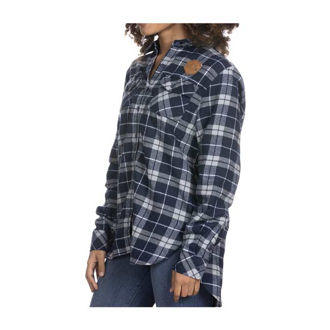 navy blue plaid shirt womens