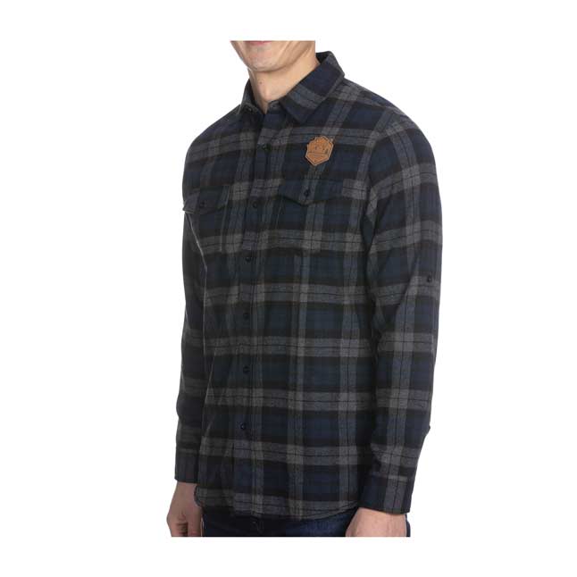 Navy Plaid Fitted Flannel Shirt - Men 