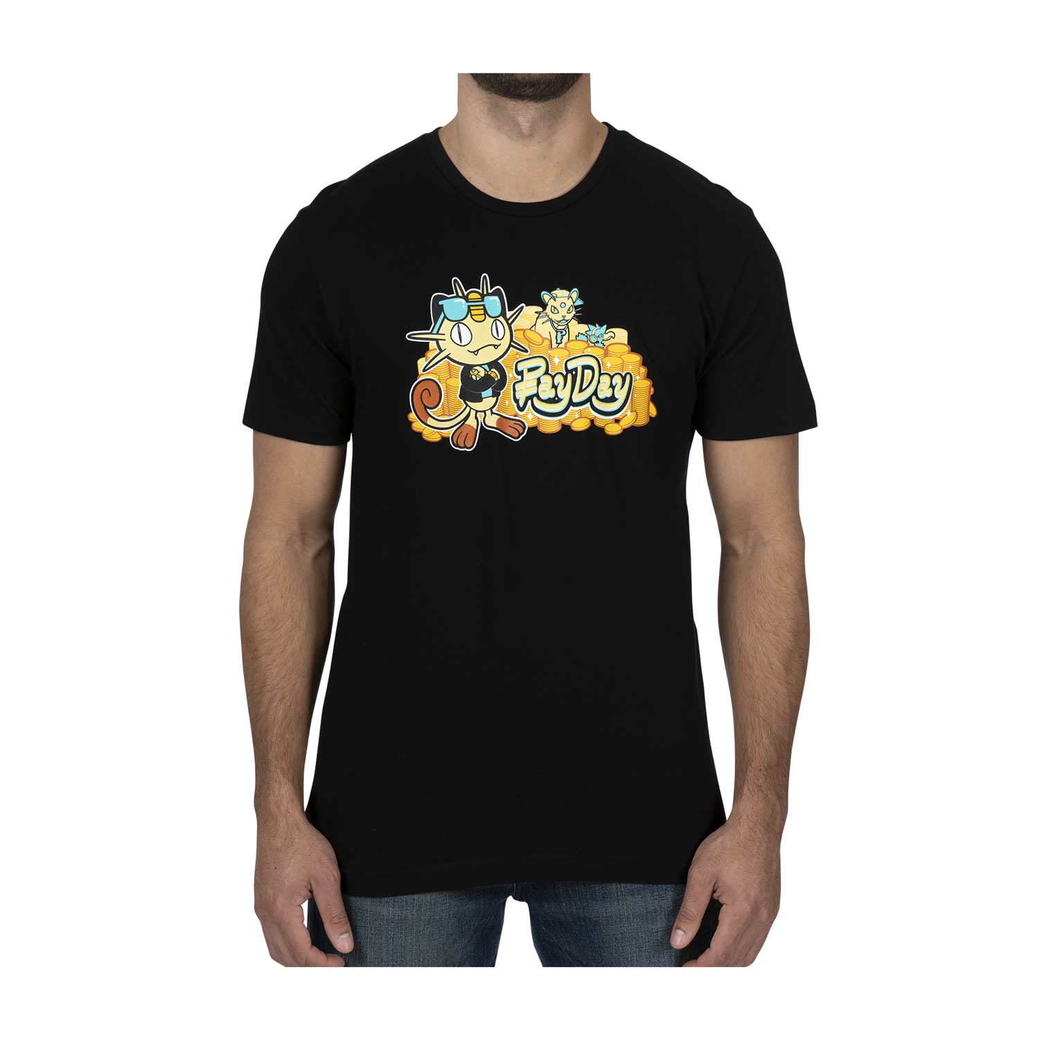 Meowth Pay Day Black Relaxed Fit Crew 