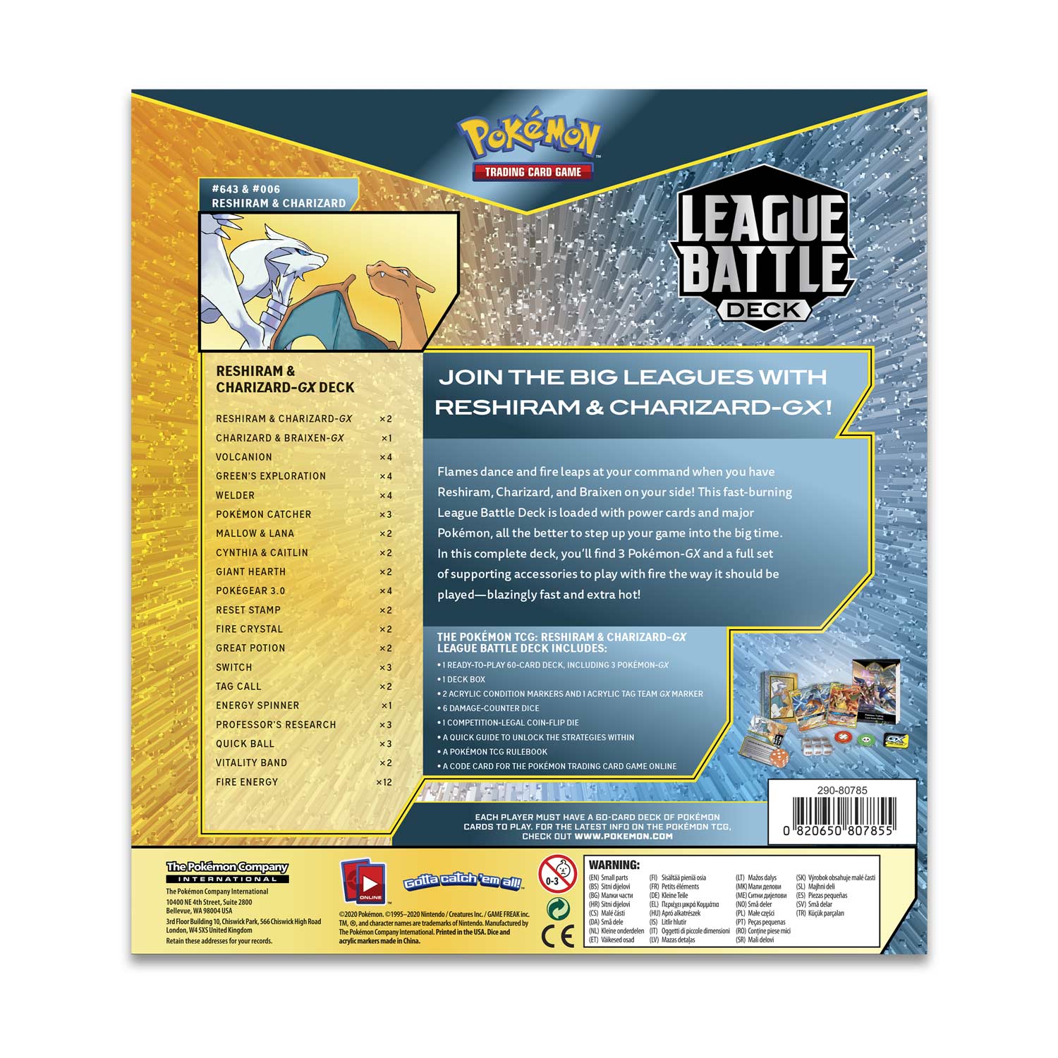 Pokemon Reshiram /& Charizard GX League Battle Deck Sealed New