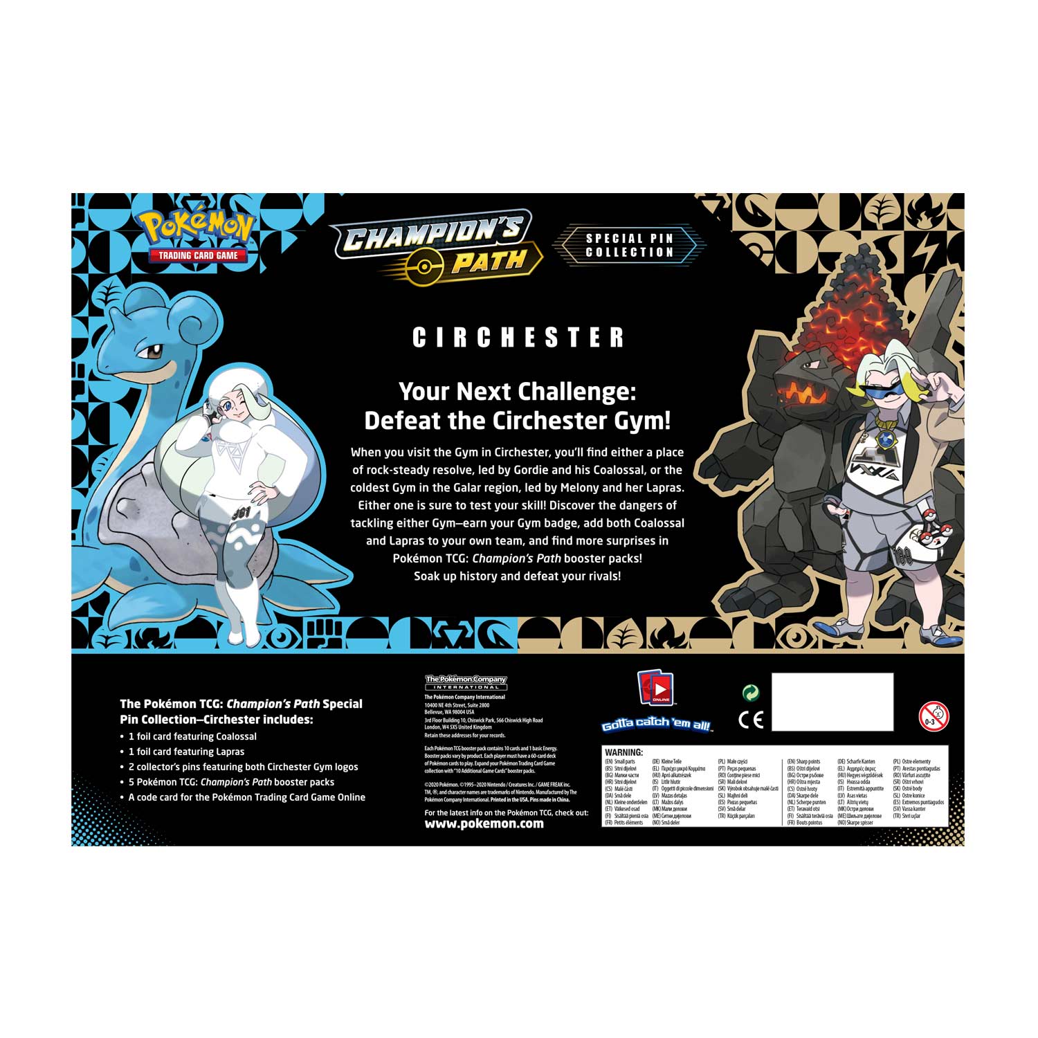 Pokemon Champion's Path ETB & Pin Collection Circhester Dubwool Stow On Side 
