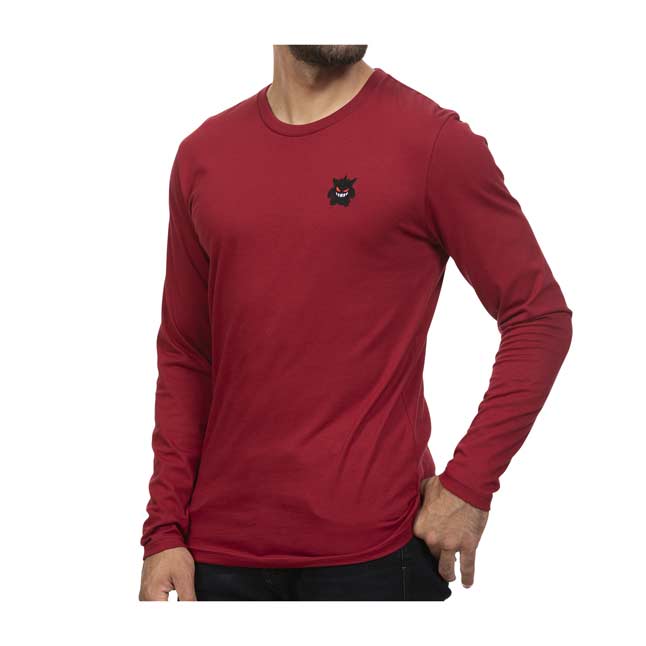 red fitted long sleeve shirt