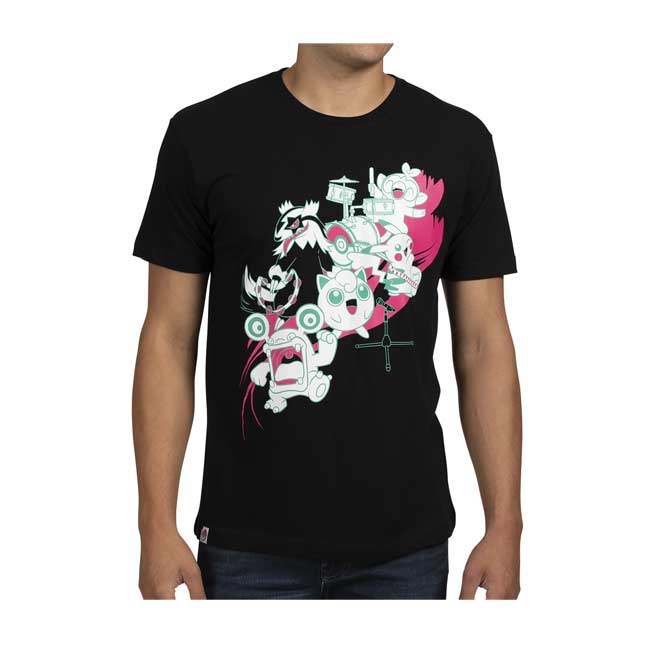 Download Pikachu & Band Black Relaxed Fit Crew Neck T-Shirt - Adult ...