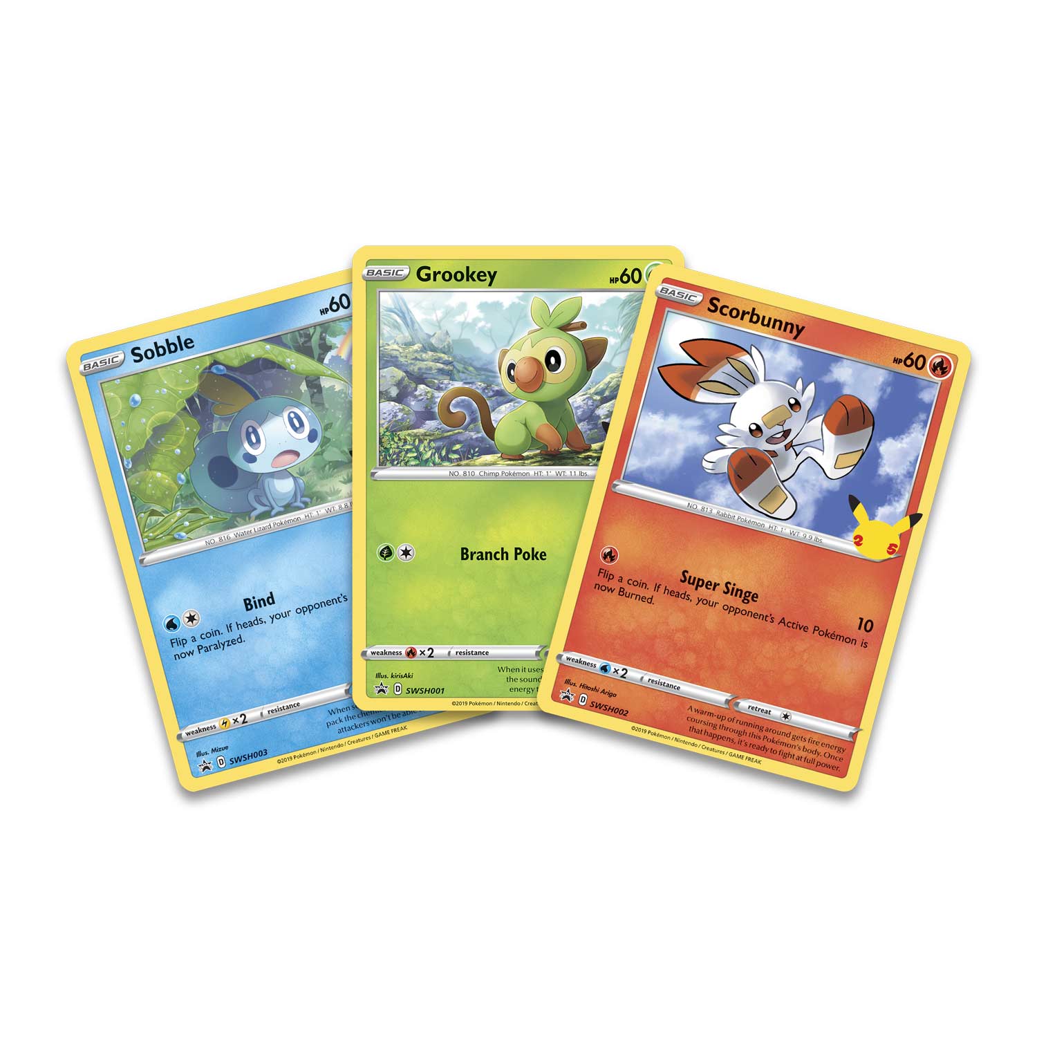 Pokemon 25th Anniversary Train On First Partner Pack Oversized Cards and 2 Packs 