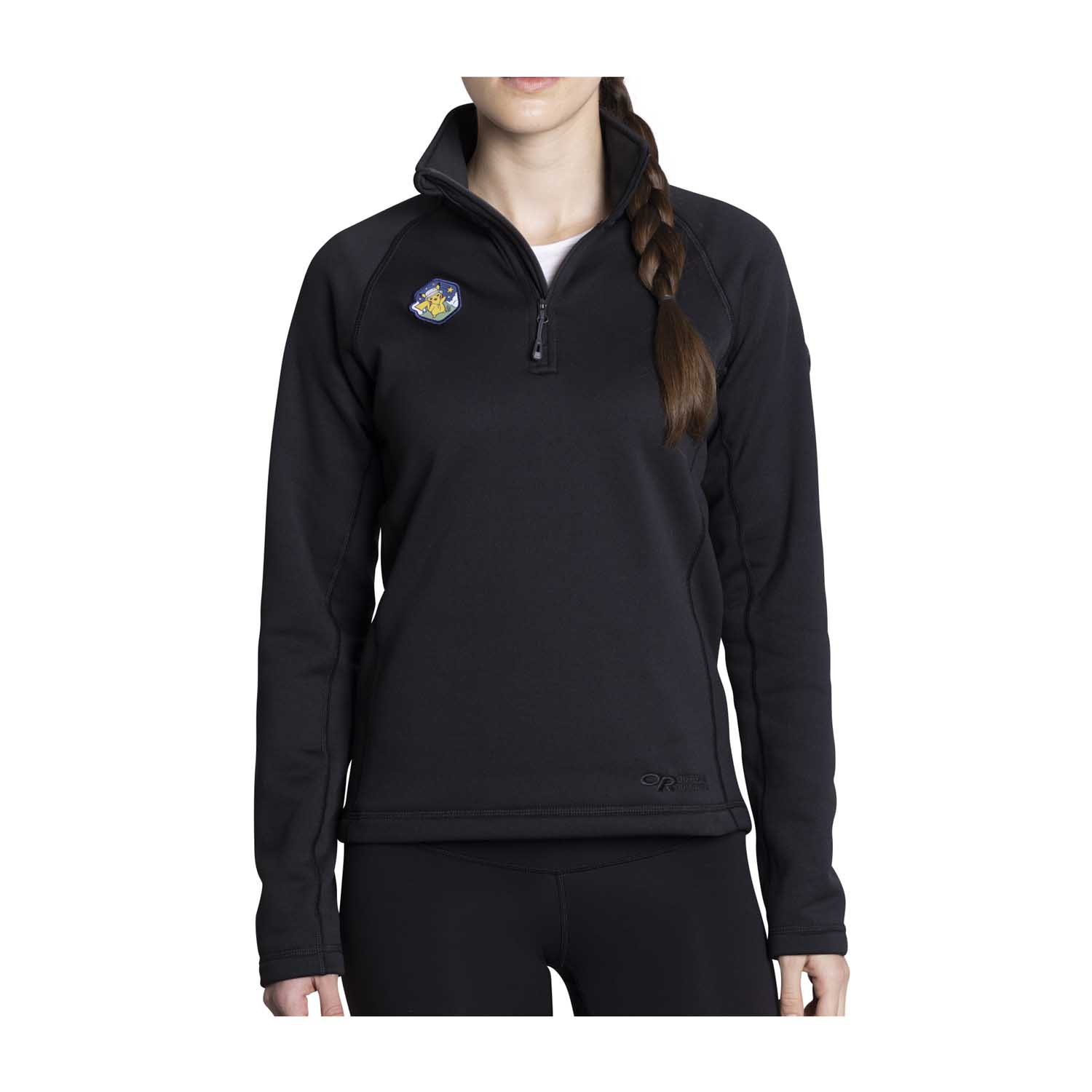 Official Outdoors with Pokémon Middle Fork Black Quarter-Zip Fleece Pullover Sweatshirt by Outdoor Research - Women - Size Adult Small