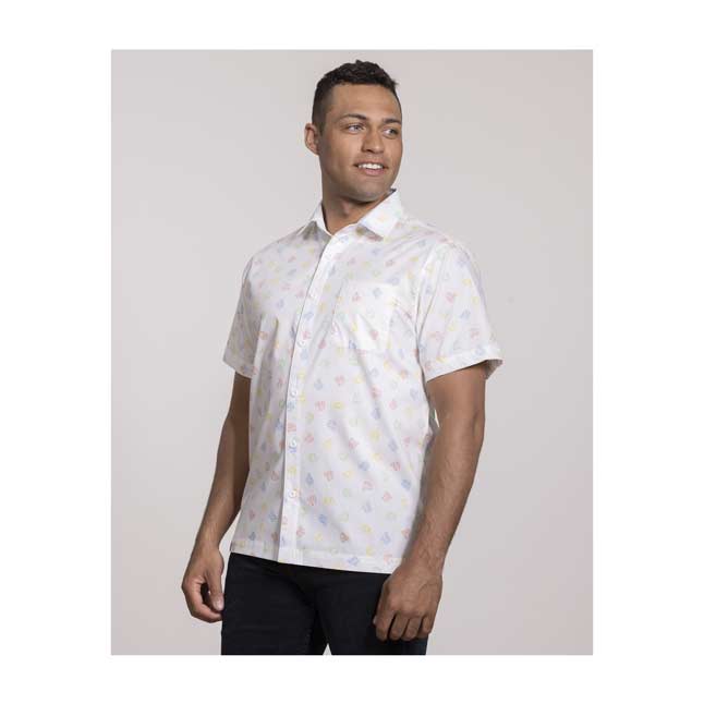 white short sleeve button down polo